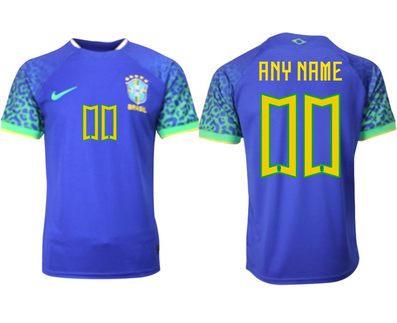 Men 2022 World Cup National Team Brazil away aaa version blue customized Soccer Jerseys